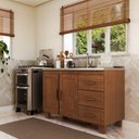 Ver imagem 1 de Balcão de Pia 120cm Madeira Maciça Rústico 1291c Cobre 2 Portas e 3 Gavetas Castanho Finestra