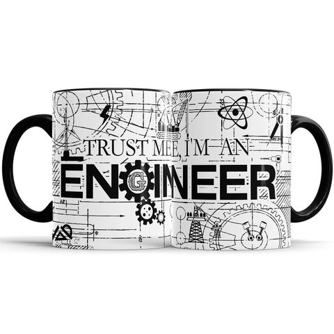 Caneca Trust Me I'm An Engineer alça e interior preto