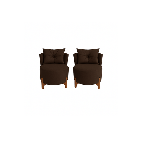 Kit 2 Poltronas Orgânica Curva Luna Veludo Marrom - Montanaris Decor