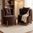 Ver imagem 2 de Kit 2 Poltronas Orgânica Curva Luna Veludo Marrom - Montanaris Decor