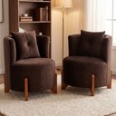 Ver imagem 1 de Kit 2 Poltronas Orgânica Curva Luna Veludo Marrom - Montanaris Decor