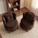Ver imagem 3 de Kit 2 Poltronas Orgânica Curva Luna Veludo Marrom - Montanaris Decor