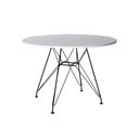 Ver imagem 3 de Mesa de Jantar Redonda Eames Eiffel 90cm Branca com 4 Poltronas Brancas Ferro Preto