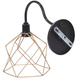Luminária Arandela Parede Aramada Cálice Industrial Retro + Lâmpada Led Preto/Cobre Rose Gold - 5