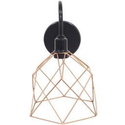 Luminária Arandela Parede Aramada Cálice Industrial Retro + Lâmpada Led Preto/Cobre Rose Gold - 4