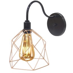 Luminária Arandela Parede Aramada Cálice Industrial Retro + Lâmpada Led Preto/Cobre Rose Gold - 3