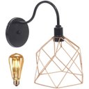 Ver imagem 1 de Luminária Arandela Parede Aramada Cálice Industrial Retro + Lâmpada Led Preto/Cobre Rose Gold