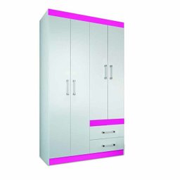 Guarda-Roupa Santos Andirá 4 Portas 2 Gavetas Branco-Rosa - 2