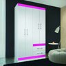 Guarda-Roupa Santos Andirá 4 Portas 2 Gavetas Branco-Rosa - 1
