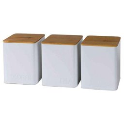 Conjunto 3 Potes Branco Quadrado BTC - 1 Conjunto 3 Potes Branco Quadrado BTC - 1