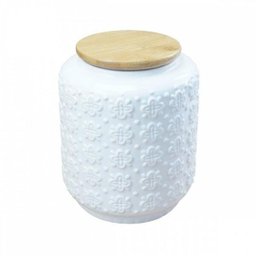 Pote Cerâmica Branco com Tampa 17Cm Btc - 1
