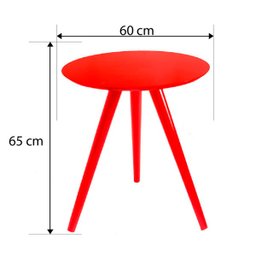 Mesa Lateral Tripé Laqueada Vermelha 60 cm - 2