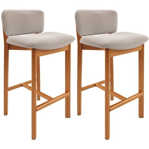 Kit 02 Banquetas Alta para Cozinha Sala de Jantar Bar Dara L02 Bouclê Creme - Lyam Decor