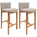 Ver imagem 1 de Kit 02 Banquetas Alta para Cozinha Sala de Jantar Bar Dara L02 Bouclê Creme - Lyam Decor