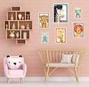 Ver imagem 1 de Kit Composição 6 Quadros Infantis Bichos Safari:moldura Branca
