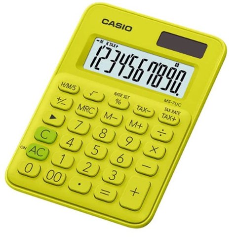 Calculadora Casio de Mesa 10 Dígitos MS-7UC-YG - Verde Limão