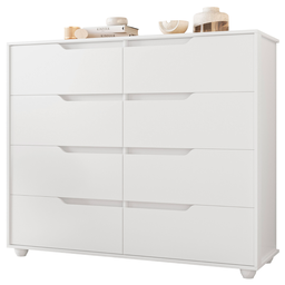Cômoda para Quarto Double 8 Gavetas 136cm Branco Fosco Flex Móveis Albatroz - 3