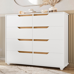 Cômoda para Quarto Double 8 Gavetas 136cm Branco Fosco Flex Móveis Albatroz - 5