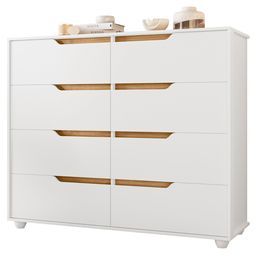 Cômoda para Quarto Double 8 Gavetas 136cm Branco Fosco Flex Móveis Albatroz - 4