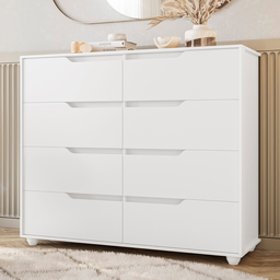 Cômoda para Quarto Double 8 Gavetas 136cm Branco Fosco Flex Móveis Albatroz - 6