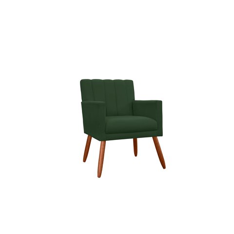Poltrona Decorativa Cecília Suede Verde Pés Madeira Mz Decor