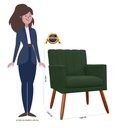 Ver imagem 4 de Poltrona Decorativa Cecília Suede Verde Pés Madeira Mz Decor