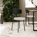 Ver imagem 2 de Kit 06 Cadeiras Decorativa Estofada Sala De Jantar Barcelona L02 Couríssimo Preto Linho Bege - Lyam