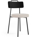 Ver imagem 3 de Kit 06 Cadeiras Decorativa Estofada Sala De Jantar Barcelona L02 Couríssimo Preto Linho Bege - Lyam