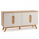 Ver imagem 2 de Balcão Buffet Maiky 4 Portas Mel/Off White - Viero Móveis