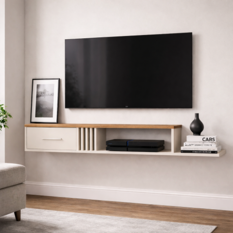 Rack Nicho Painel Suspenso Pequeno Sala Quarto Tv até 42" Mônaco - Jm3 Móveis:off/freijó