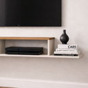 Ver imagem 3 de Rack Nicho Painel Suspenso Pequeno Sala Quarto Tv até 42" Mônaco - Jm3 Móveis:off/freijó