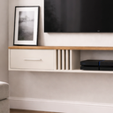 Ver imagem 2 de Rack Nicho Painel Suspenso Pequeno Sala Quarto Tv até 42" Mônaco - Jm3 Móveis:off/freijó