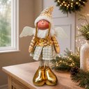 Ver imagem 3 de Dupla Boneco Anjo Natalino Branco Dourado Decorativo de 45cm