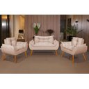 Ver imagem 2 de Kit 2 Poltronas Opala e Namoradeira - Sala, Quarto, Recepção:bege