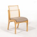 Ver imagem 1 de Cadeira para Mesa de Jantar Lisboa Encosto Rattan Madeira Mel Linho Marrom Claro L87 Rmi