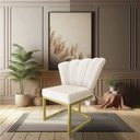 Ver imagem 2 de Kit 02 Poltronas Flor Veludo Bege Base Metálica Industrial Dourado - Pallazio
