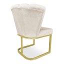 Ver imagem 5 de Kit 02 Poltronas Flor Veludo Bege Base Metálica Industrial Dourado - Pallazio
