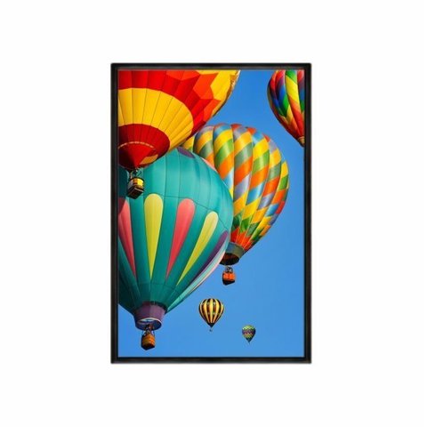 Quadro Decorativo - Balao Colorido Ceu Azul Flnt095 - Vidro com Impressão Uv - 80x60cm