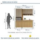 Ver imagem 3 de Cozinha Completa Modulada 3 Peças 8 Portas 2 Gavetas 100% MDF Simone Mendes Marrom/Carvalho/Greige