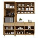 Ver imagem 4 de Cozinha Completa Modulada 3 Peças 8 Portas 2 Gavetas 100% MDF Simone Mendes Marrom/Carvalho/Greige