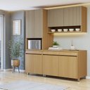 Ver imagem 1 de Cozinha Completa Modulada 3 Peças 8 Portas 2 Gavetas 100% MDF Simone Mendes Marrom/Carvalho/Greige