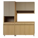 Ver imagem 2 de Cozinha Completa Modulada 3 Peças 8 Portas 2 Gavetas 100% MDF Simone Mendes Marrom/Carvalho/Greige