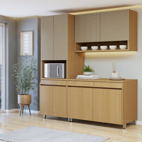 Cozinha Completa Modulada 3 Peças 8 Portas 2 Gavetas 100% MDF Simone Mendes