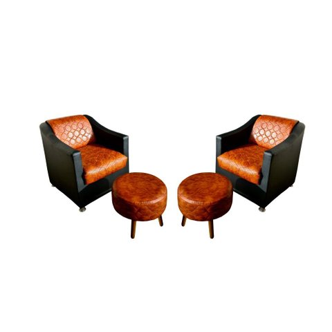 Kit Poltronas Tyla Decorativa Cadeira para Manicure Sala Composse Nozes + Puffs Slk Decor