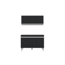 Ver imagem 1 de Balcão Gabinete Manu Preto 120 Cm C/tampo e Armário Aéreo Andreia 120cm - Ajl Móveis