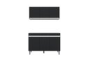 Ver imagem 1 de Balcão Gabinete Manu Preto 120 Cm C/tampo e Armário Aéreo Andreia 120cm - Ajl Móveis