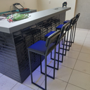 Ver imagem 5 de Banqueta Alta Bistrô Cozinha Balcão em Metal com Encosto Inclinado Assento Confortável 95cm Preto