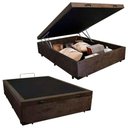 Ver imagem 1 de Cama Box Baú Casal Mega-cama Marrom Suede 138x188x45cm
