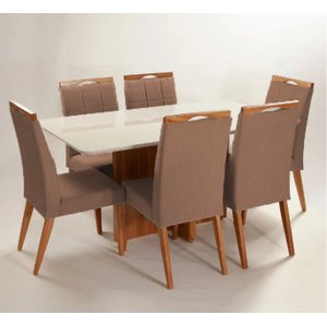 Mesa de jantar + 6 cadeiras Roma tampo 180 cm Terracota
