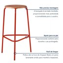 Ver imagem 6 de Kit 6 Banquetas para Cozinha com Base de Aço Cumbuca Vermelho/Marrome